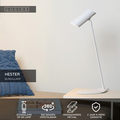 Lucide HESTER - Bureaulamp - 1xGU10 - Wit